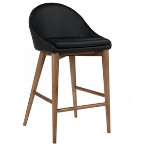 Nolan Leatherette Kitchen Bar Stool in Walnut/Black