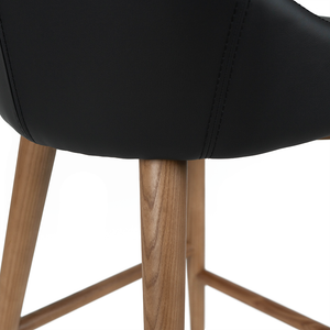 Nolan Leatherette Kitchen Bar Stool in Walnut/Black