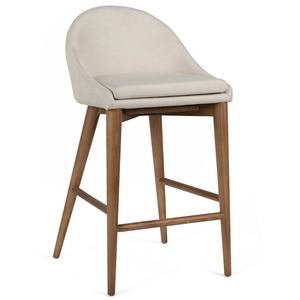 Nolan Fabric Kitchen Bar Stool in Walnut/Beige