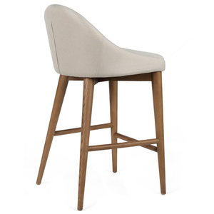 Nolan Fabric Kitchen Bar Stool in Walnut/Beige