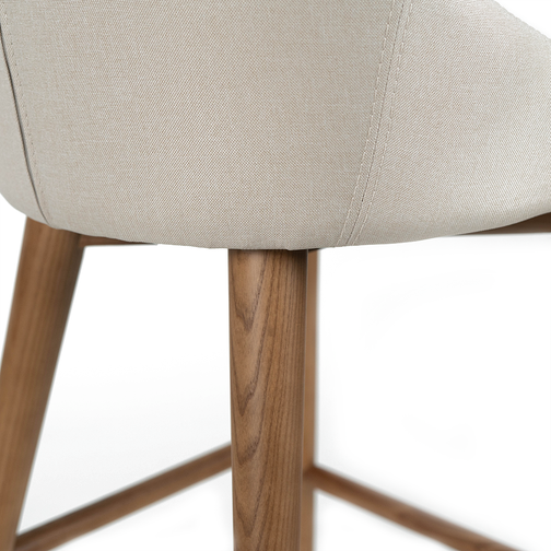 Nolan Fabric Kitchen Bar Stool in Walnut/Beige