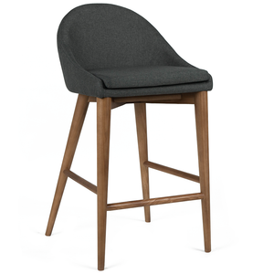 Nolan Fabric Kitchen Bar Stool in Walnut/Charcoal