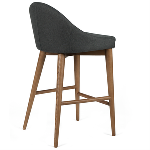 Nolan Fabric Kitchen Bar Stool in Walnut/Charcoal