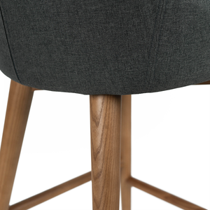 Nolan Fabric Kitchen Bar Stool in Walnut/Charcoal