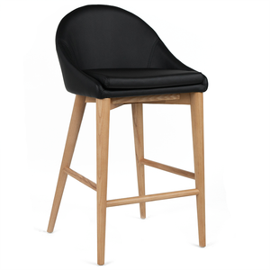 Nolan Leatherette Kitchen Bar Stool in Natural/Black