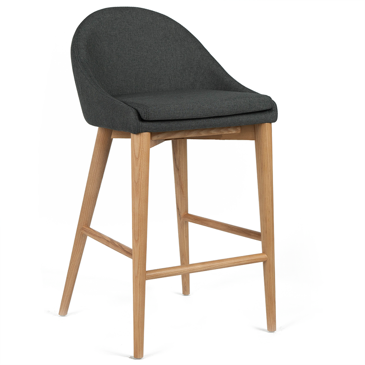 Nolan Fabric Kitchen Bar Stool in Natural/Charcoal