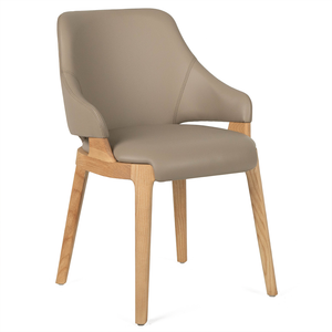 Rayan Leatherette Dining Chair in Light Mocha