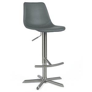 Reid Leatherette Kitchen Bar Stool in Brushed Stainless/Grey