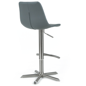 Reid Leatherette Kitchen Bar Stool in Brushed Stainless/Grey