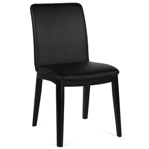 Selena Leather Dining Chair in Black/Black