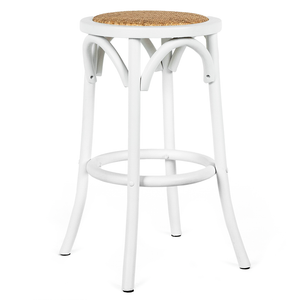 Dane Rattan Kitchen Bar Stool in White