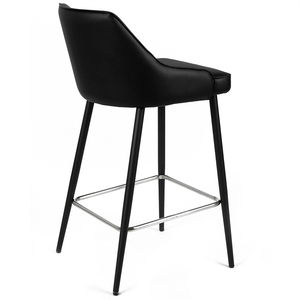 Zayne Leatherette Kitchen Bar Stool in Black