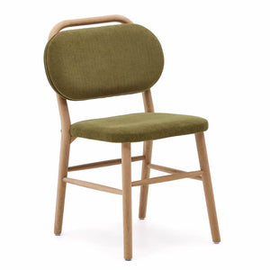 Rumi Fabric Dining Chair in Oak/Green