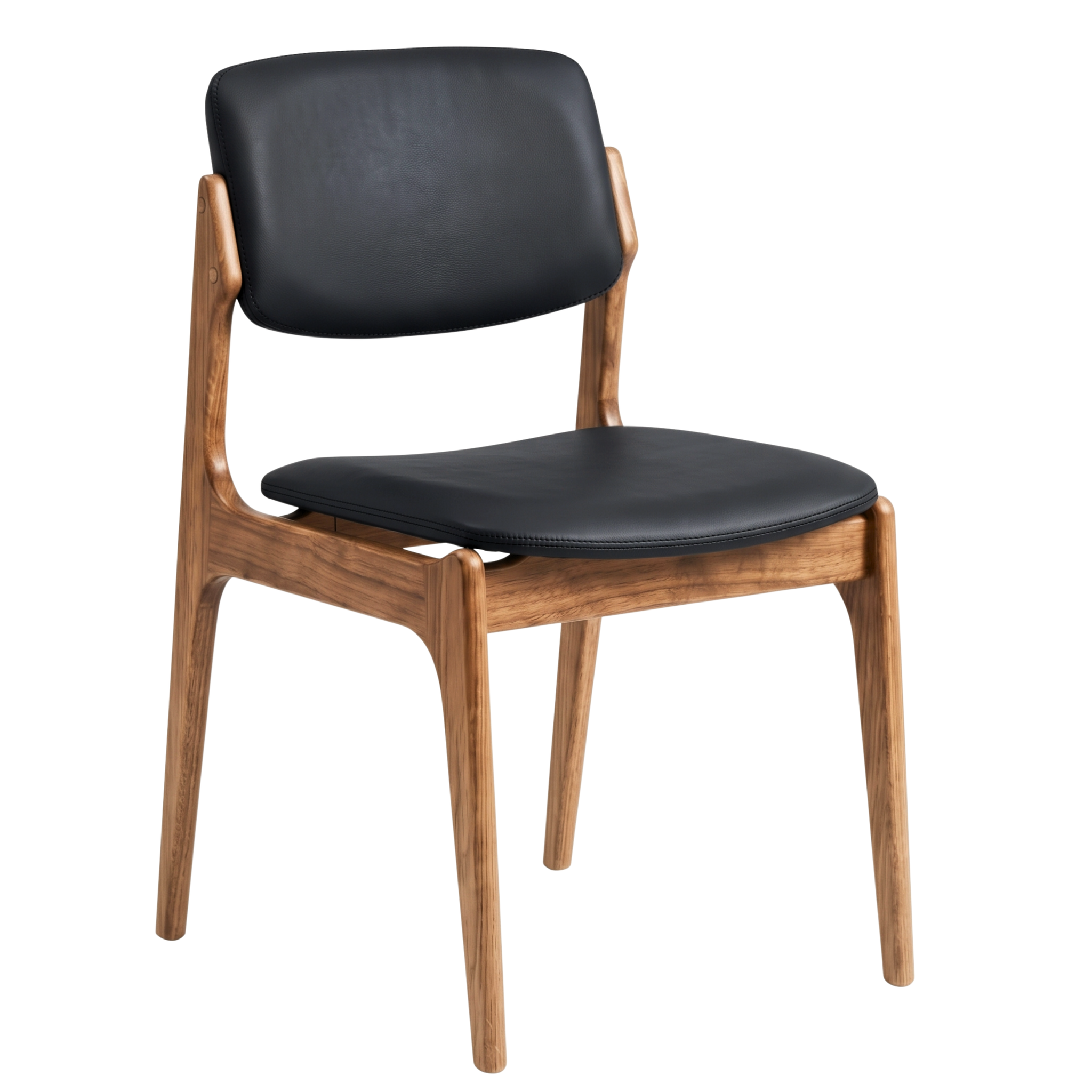 Larsen Leather Dining Chair in Light Walnut/Black
