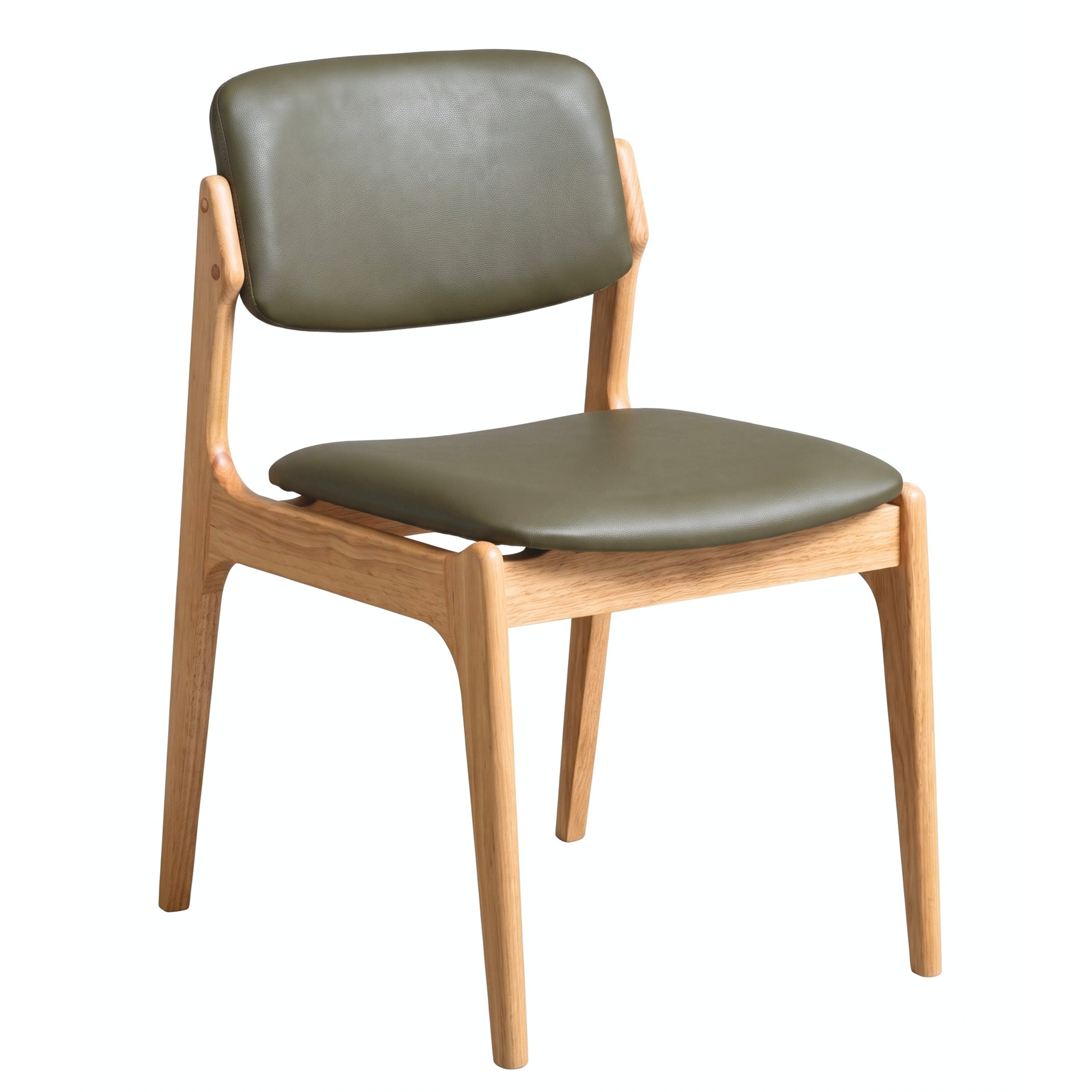 Larsen Leather Dining Chair in Natural/Olive Green