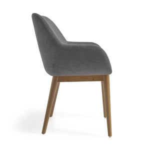Markus Chenille Fabric Dining Chair in Dark Ash/Dark Grey