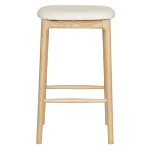 Jace Leatherette Kitchen Bar Stool in Natural/White
