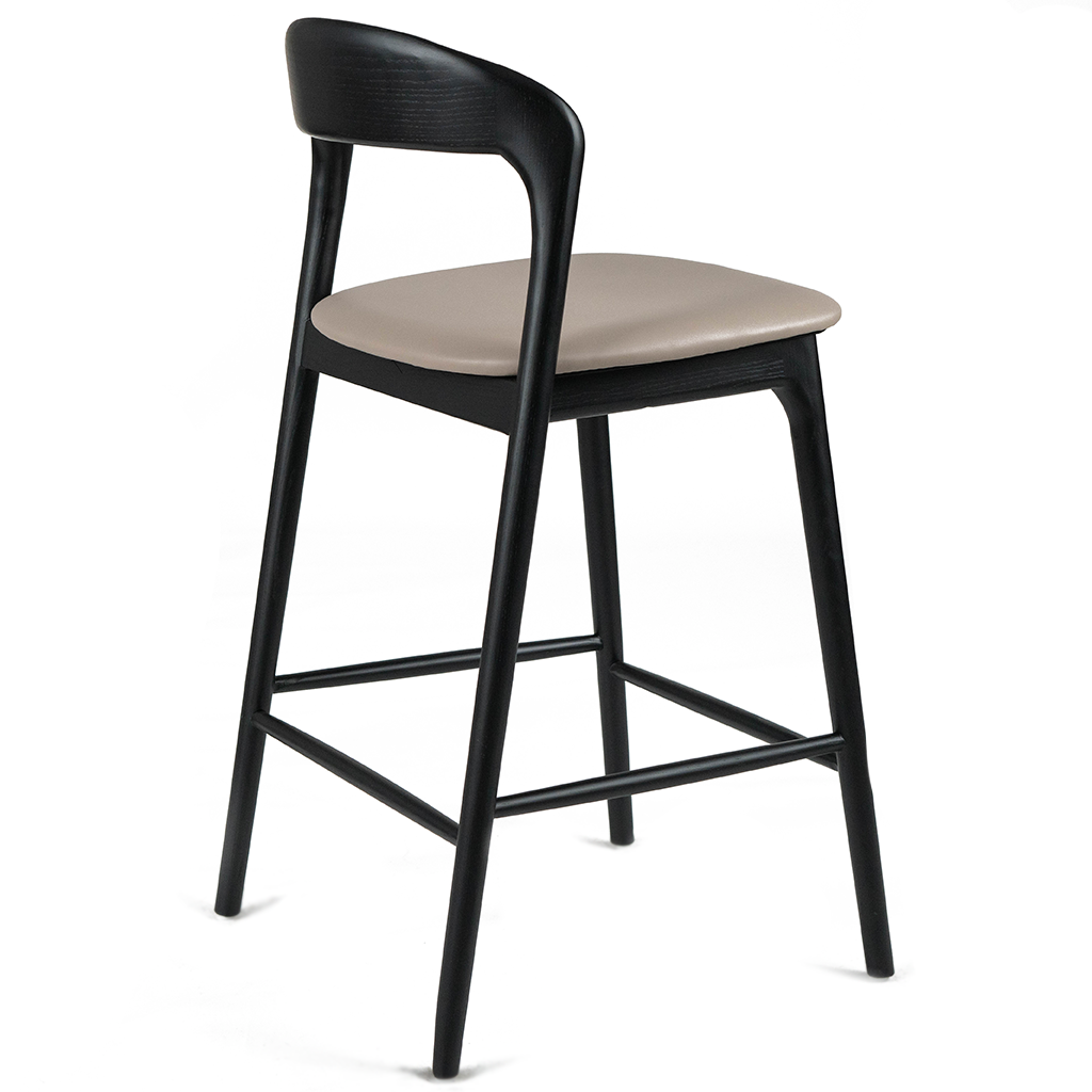 Amara Leatherette Kitchen Bar Stool in Black Light Grey Marc Main