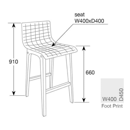 Byron Solid Oak Bar Stool in Grey Acrylic