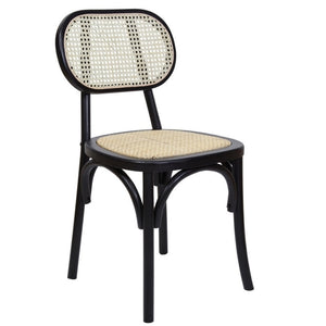 Edith Rattan Dining Chair in Black