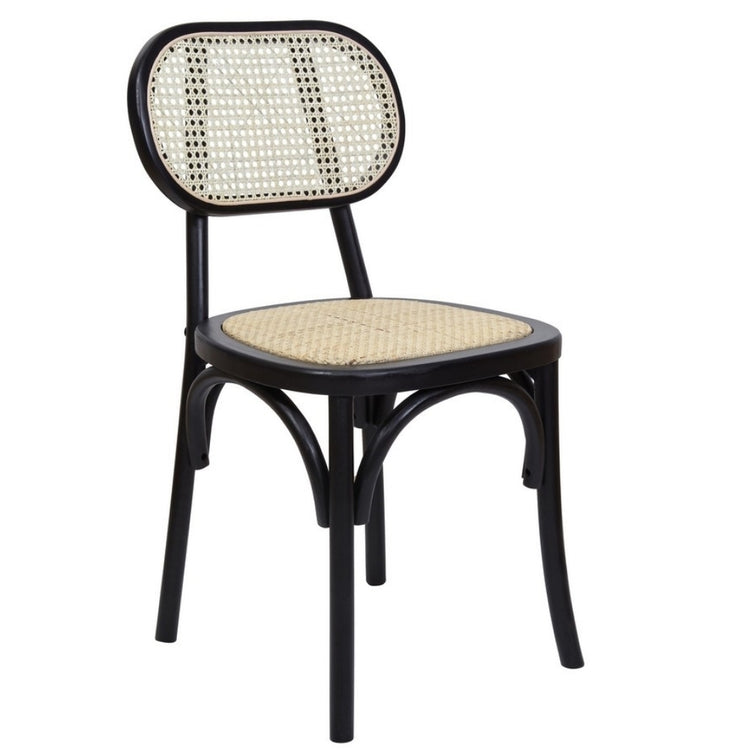 Edith Rattan Dining Chair in Black