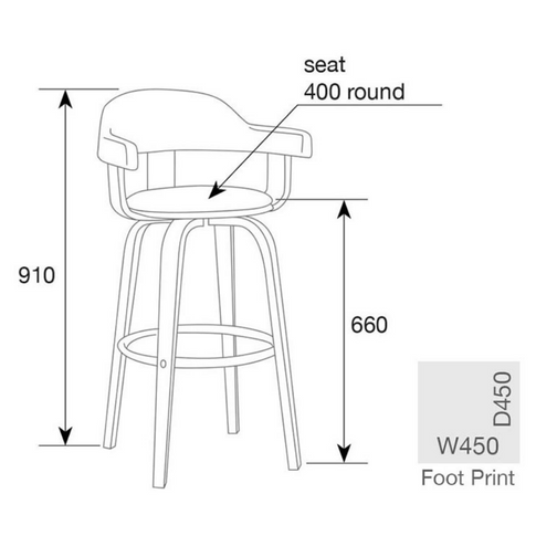 Rowan Leatherette Kitchen Bar Stool in Walnut/Black