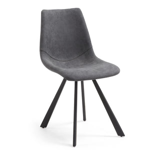 Reece Leatherette Dining Chair in Marble Dark Grey