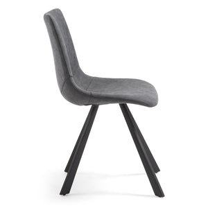 Reece Leatherette Dining Chair in Marble Dark Grey