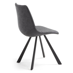 Reece Leatherette Dining Chair in Marble Dark Grey
