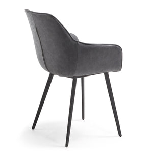 Colton Leatherette Dining Chair in Marble Dark Grey