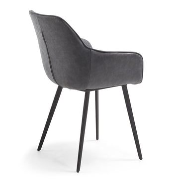 Colton Leatherette Dining Chair in Marble Dark Grey