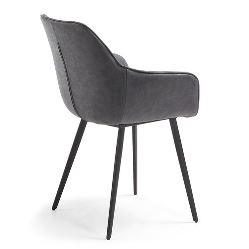 Colton Leatherette Dining Chair in Marble Dark Grey