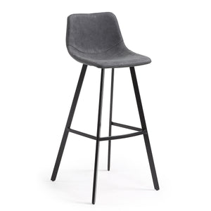 Reece Leatherette Kitchen Bar Stool in Marble Dark Grey