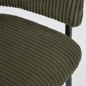 Leah Corduroy Dining Chair in Green