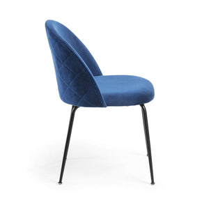 Marcel Velvet Dining Chair in Black/Navy Blue