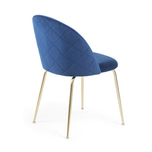 Marcel Velvet Dining Chair in Gold/Navy Blue