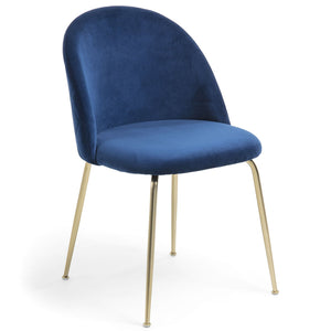 Marcel Velvet Dining Chair in Gold/Navy Blue