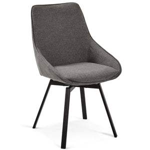 Cayden Fabric Swivel Dining Chair in Dark Grey