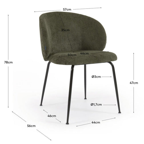 Ariana Chenille Dining Chair in Green