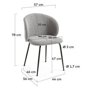 Ariana Fabric Dining Chair in Light Grey