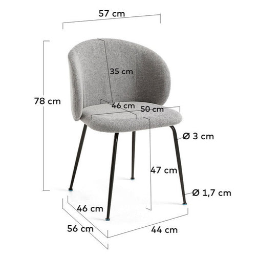 Ariana Fabric Dining Chair in Light Grey