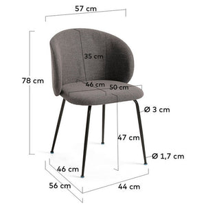 Ariana Fabric Dining Chair in Dark Grey