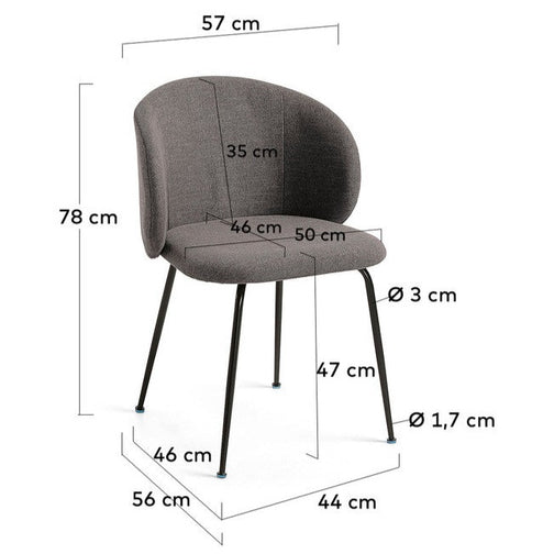 Ariana Fabric Dining Chair in Dark Grey