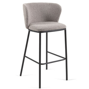 Harper 75cm Boucle Fabric Bar Stool in Grey