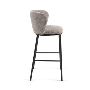 Harper 75cm Boucle Fabric Bar Stool in Grey