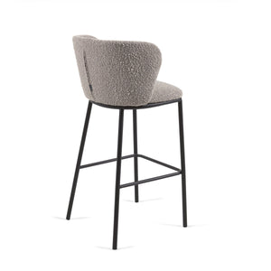 Harper 75cm Boucle Fabric Bar Stool in Grey