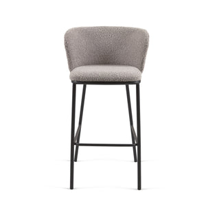 Harper 75cm Boucle Fabric Bar Stool in Grey