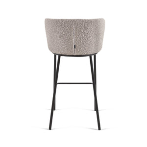 Harper 75cm Boucle Fabric Bar Stool in Grey