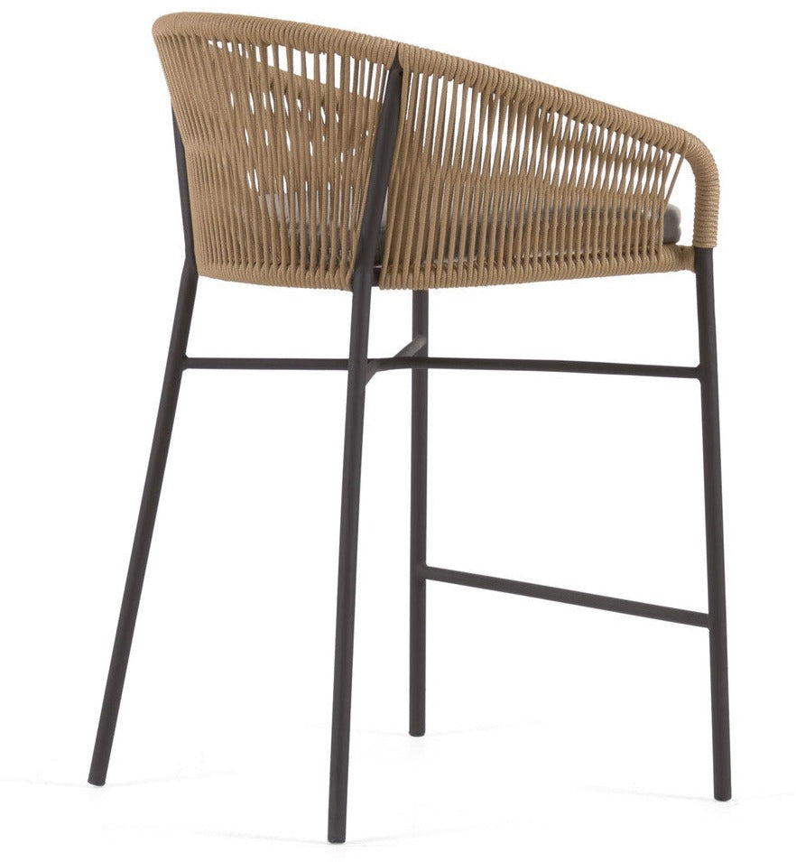 Jonas 65cm Rope Bar Stool in Beige - Marc & Main