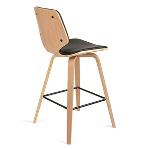 Justin Leatherette Bar Stool in Oak/Black